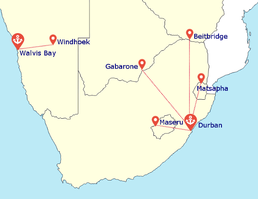 Southern Africa Delivery Map